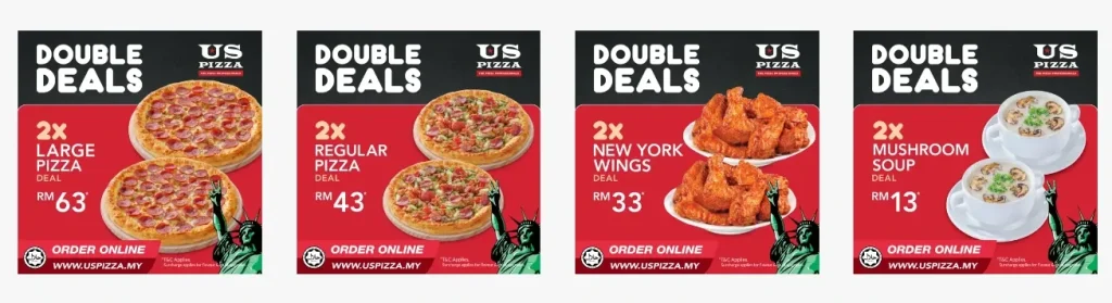 US Pizza Double Deals Menu
